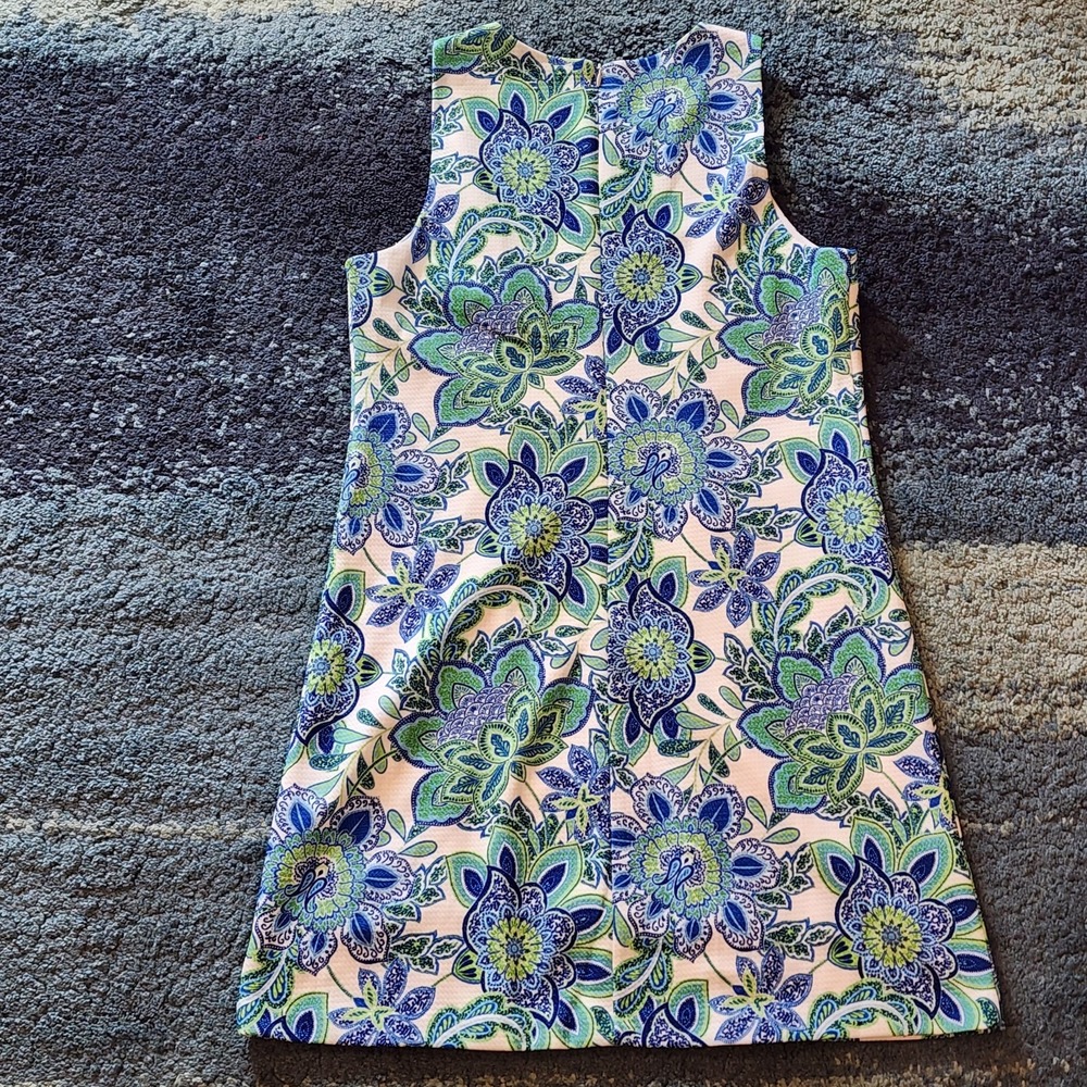 Eliza J Knee Length Sleeveless Embroidered White Green Blue Floral Dress Size 10 - Picture 11 of 13